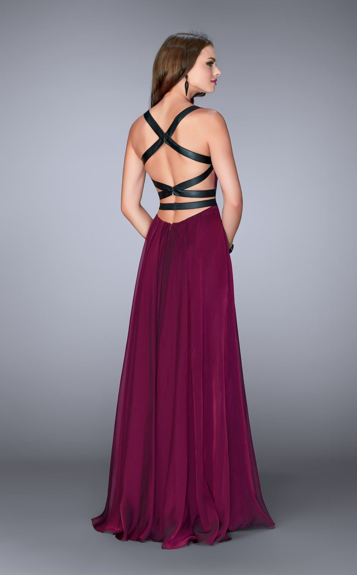 La Femme 24536 Tulle Slit Sweetheart Sleeveless Prom Dress