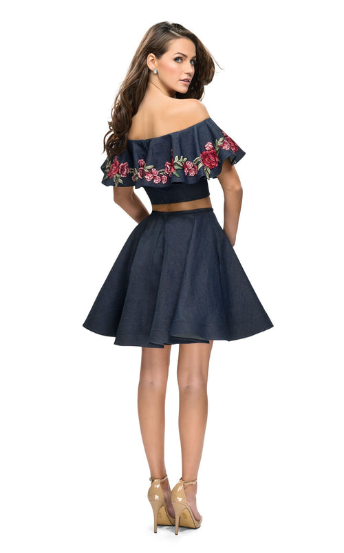 La Femme 26627 Jersey Slit Pockets Off the Shoulder Prom Dress