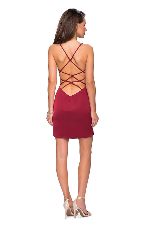 La Femme 26638 Satin Slit Sleeveless Prom Dress