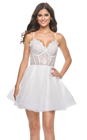 La Femme 31769C Jersey Beaded Embroidered V Neck Formal Dress
