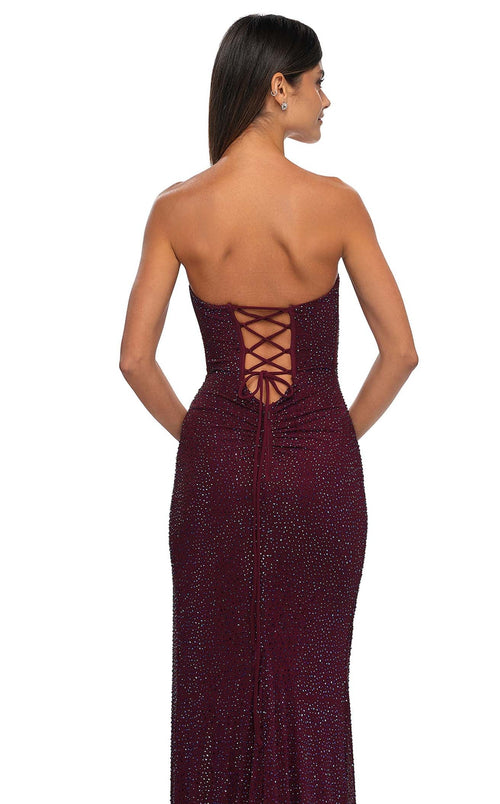 La Femme 32422 Jersey Slit Sweetheart Sleeveless Prom Dress