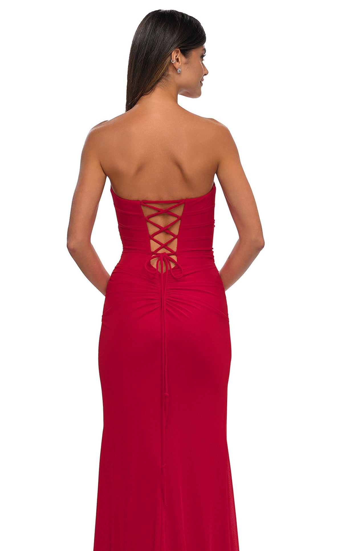 La Femme 33018 Jersey Slit V Neck Sleeveless Prom Dress