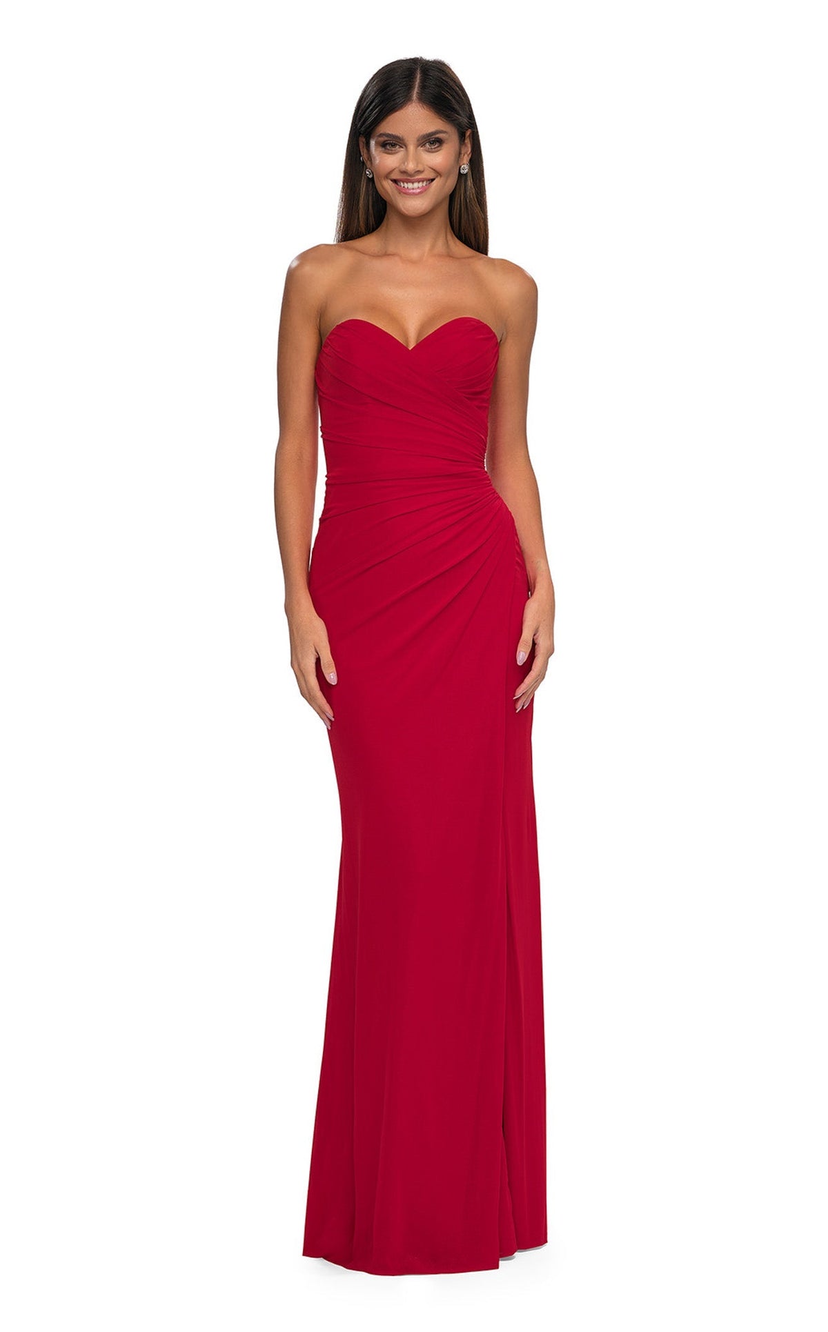 La Femme 33018 Jersey Slit V Neck Sleeveless Prom Dress