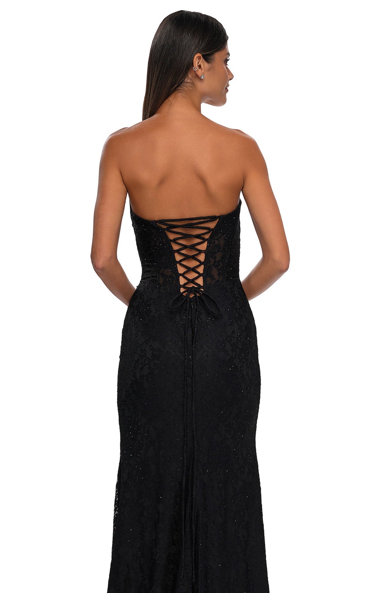 La Femme 33069C Jersey Embroidered Slit V Neck Prom Dress