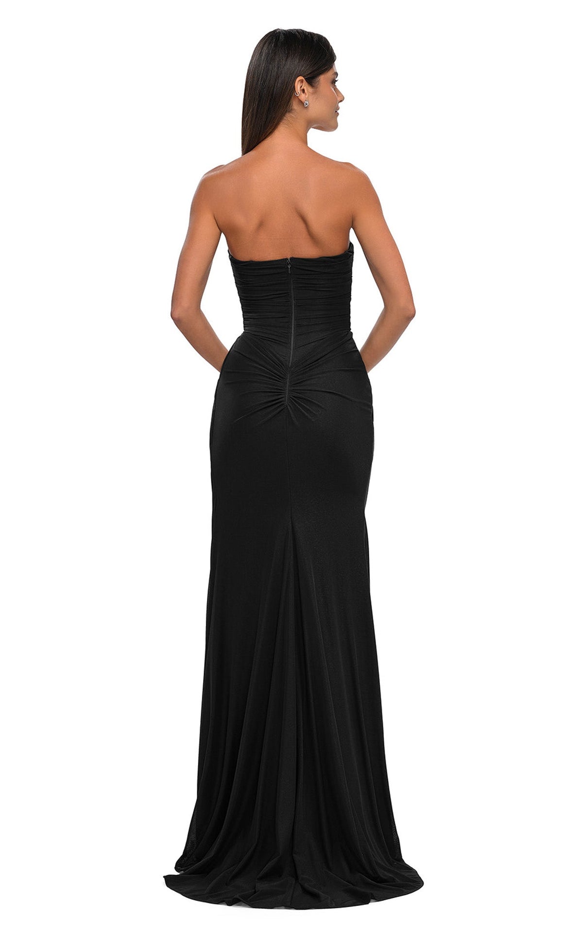 La Femme 33116 Jersey Ruched Slit Sweetheart Prom Dress