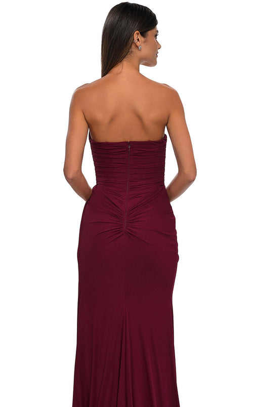 La Femme 33116 Jersey Ruched Slit Sweetheart Prom Dress