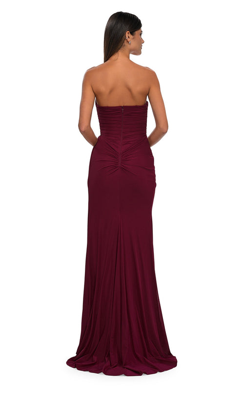 La Femme 33116 Jersey Ruched Slit Sweetheart Prom Dress