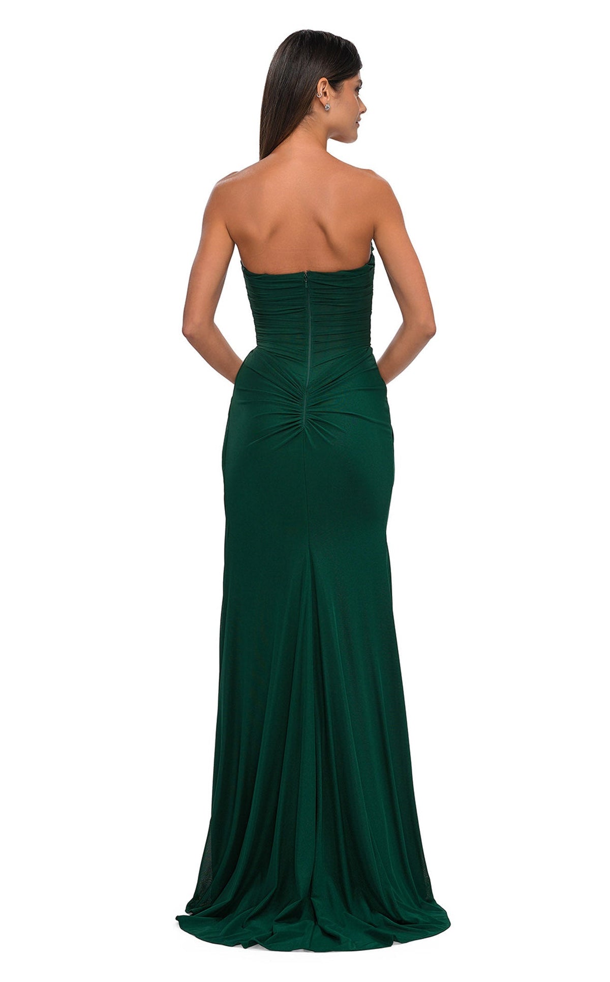 La Femme 33116 Jersey Ruched Slit Sweetheart Prom Dress