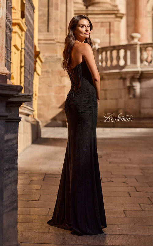 La Femme 33199 Jersey Slit Sleeveless Prom Dress