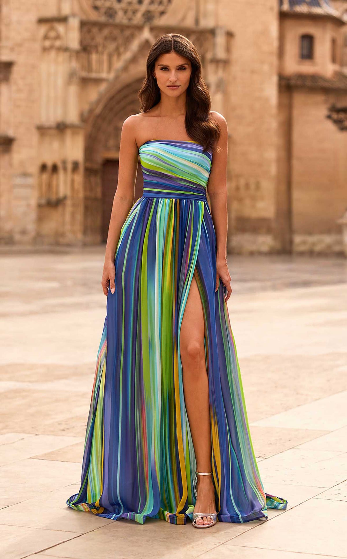 La Femme 33690 Chiffon Slit Sleeveless Prom Dress