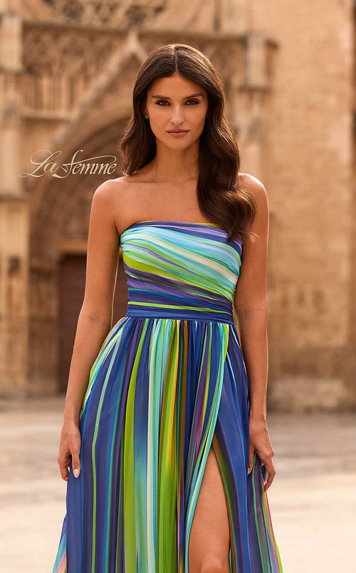 La Femme 33690 Chiffon Slit Sleeveless Prom Dress