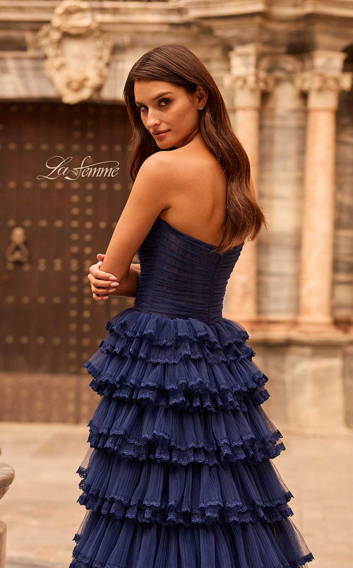 La Femme 33727 Tulle Slit Sleeveless A Line Prom Dress