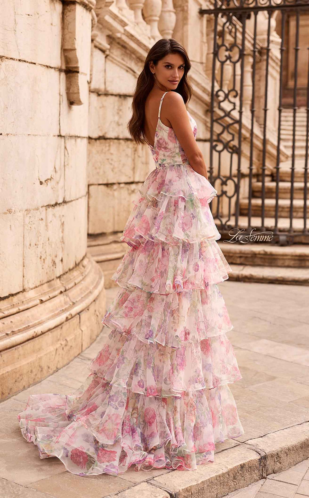 La Femme 33740 Chiffon Slit Sleeveless A Line Prom Dress