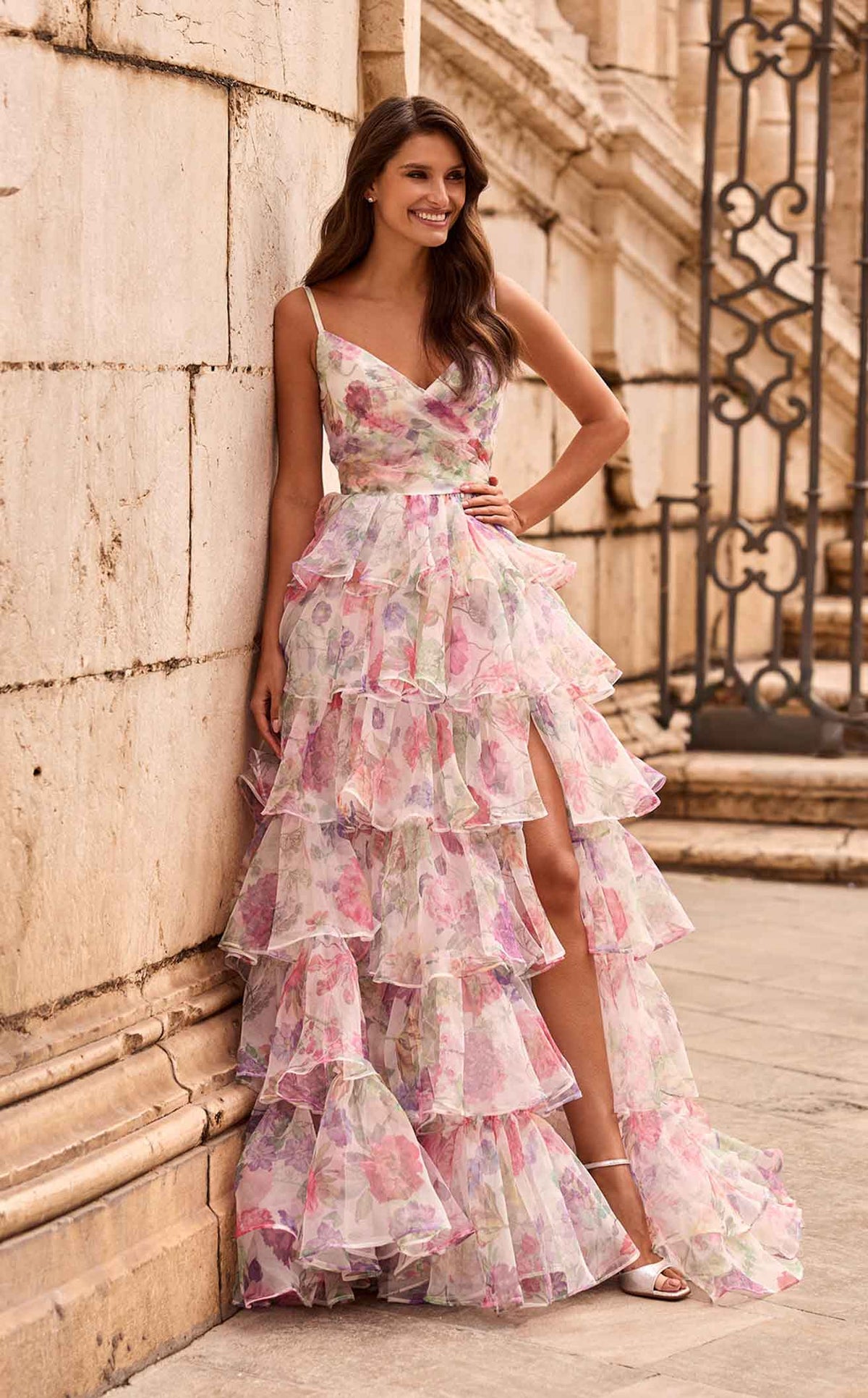 La Femme 33740 Chiffon Slit Sleeveless A Line Prom Dress