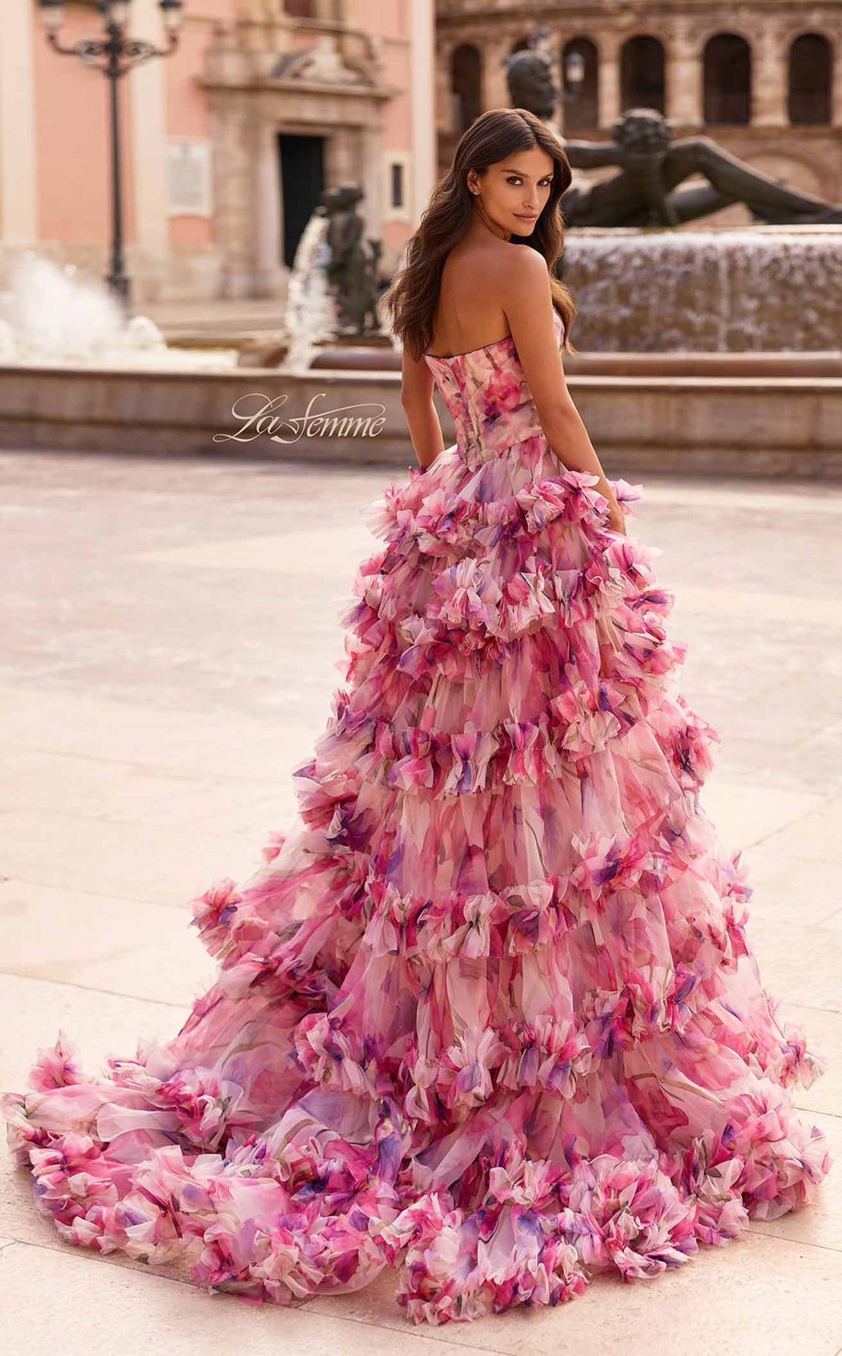 La Femme 33842 Chiffon Slit Sleeveless A Line Prom Dress