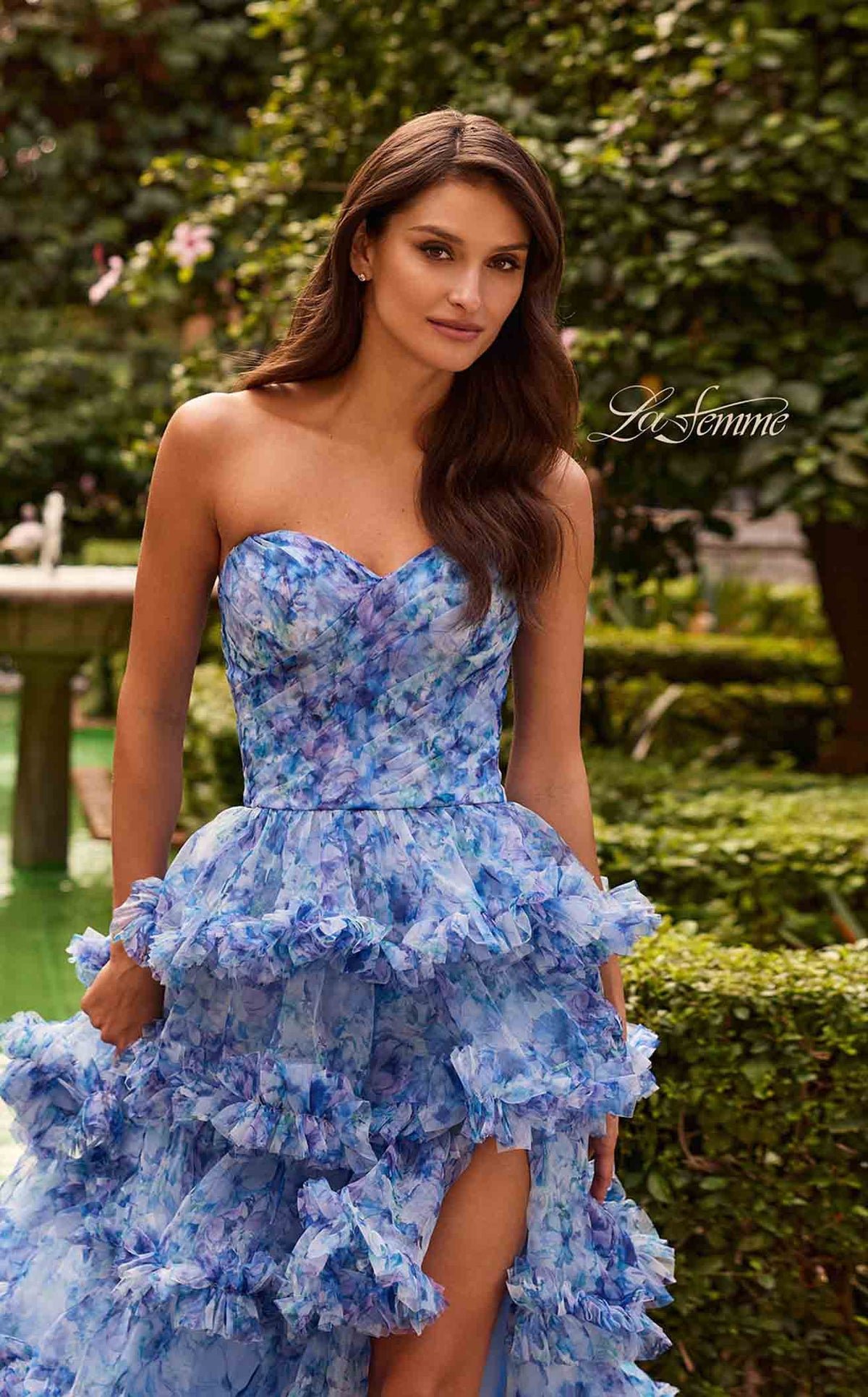 La Femme 33855 Chiffon Slit Sleeveless A Line Prom Dress