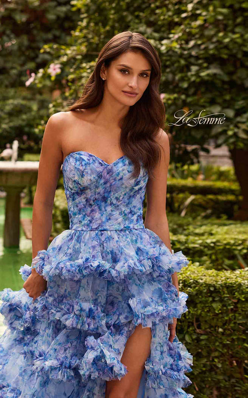 La Femme 33855 Chiffon Slit Sleeveless A Line Prom Dress