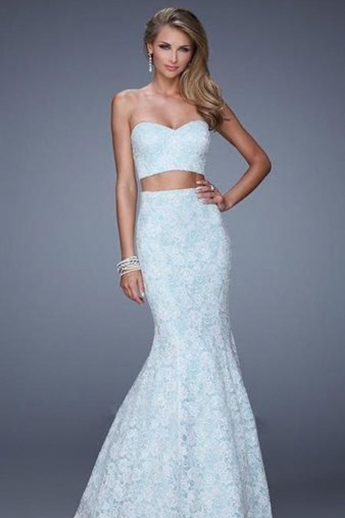 La Femme 21096 Sweetheart Two-Piece Lace Mermaid Prom Dress