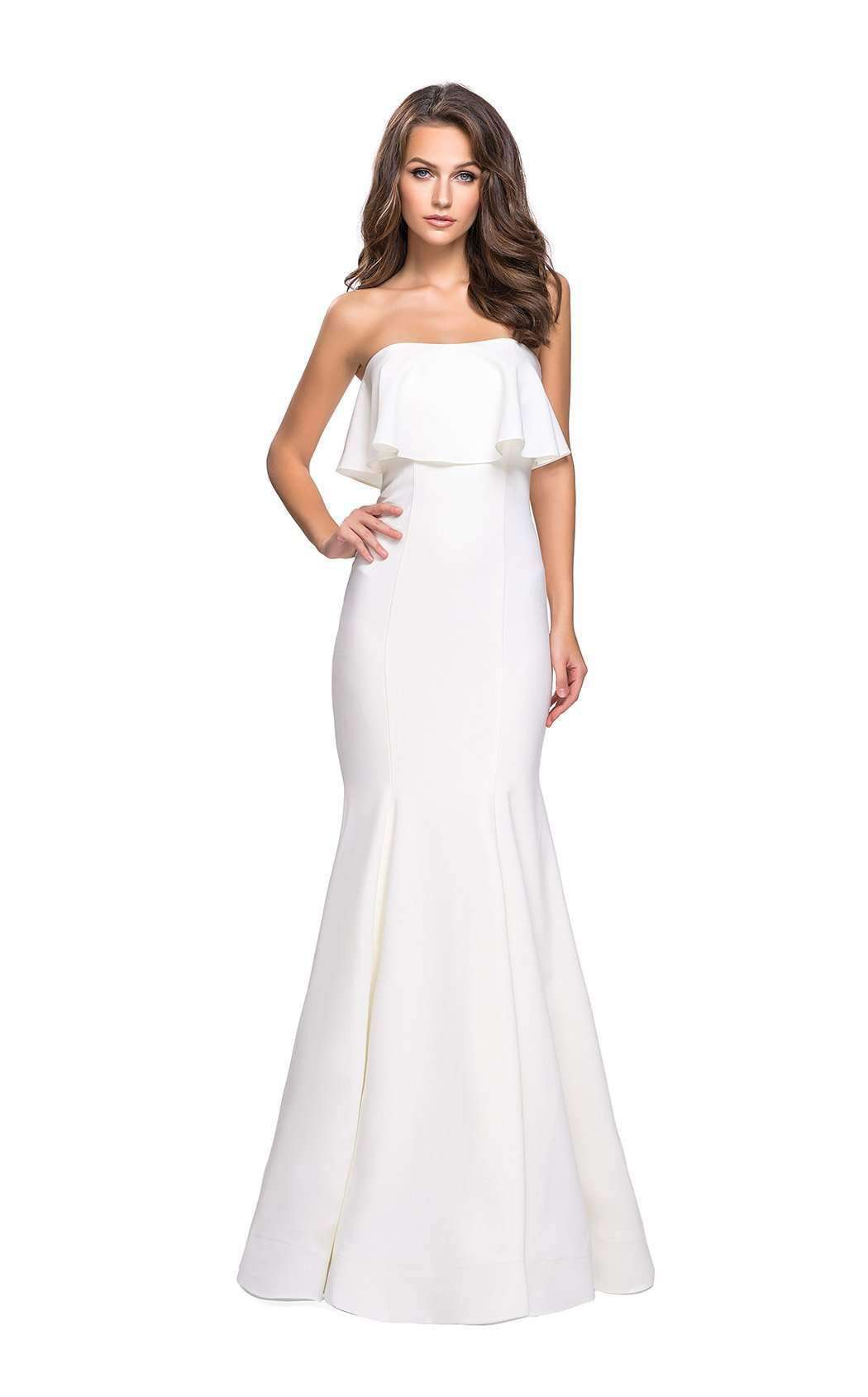 La Femme 25419C Slit Ruffle Sleeveless Fitted Formal Dress