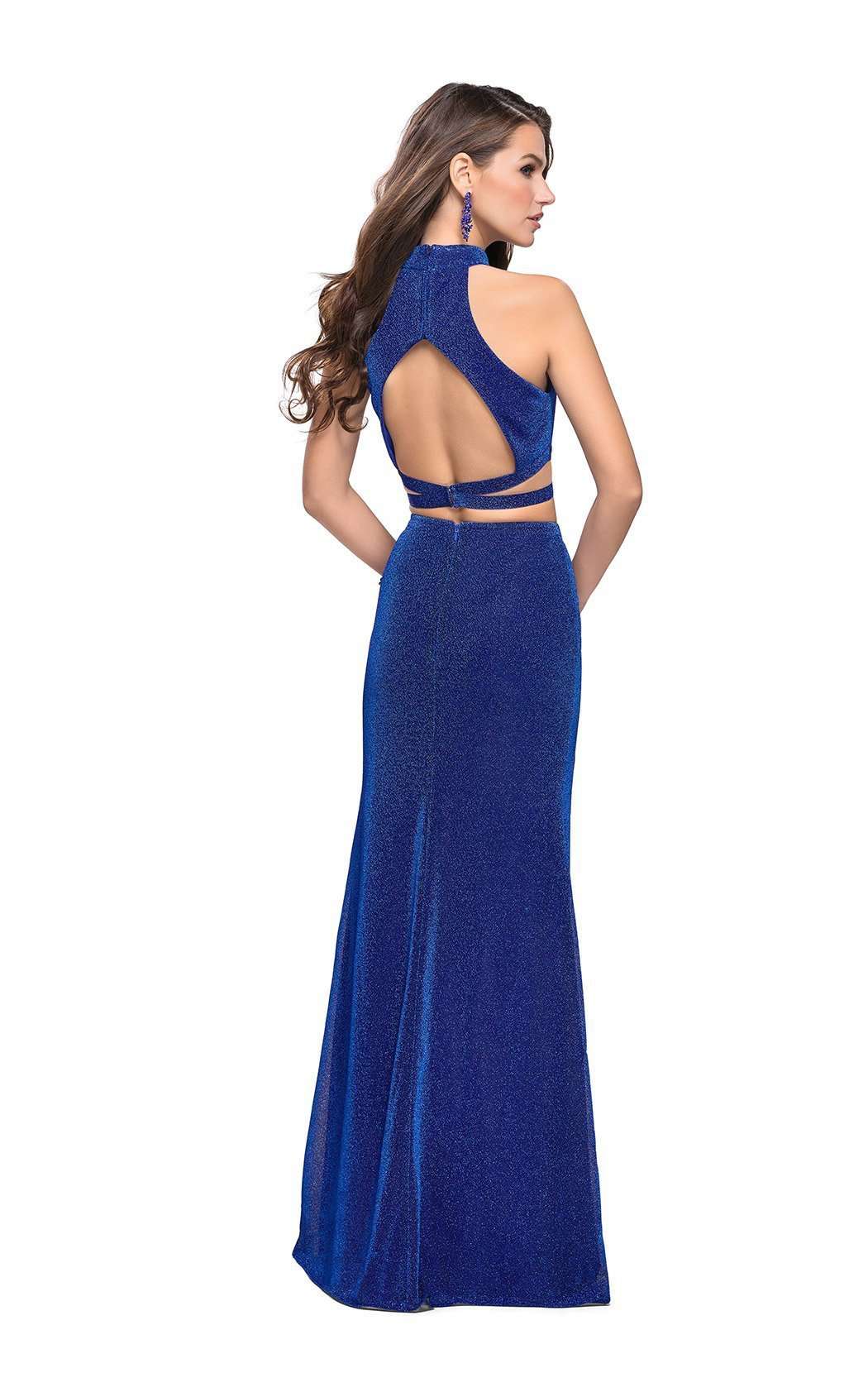 La Femme 25604C Slit Cutout Halter Sleeveless Prom Dress