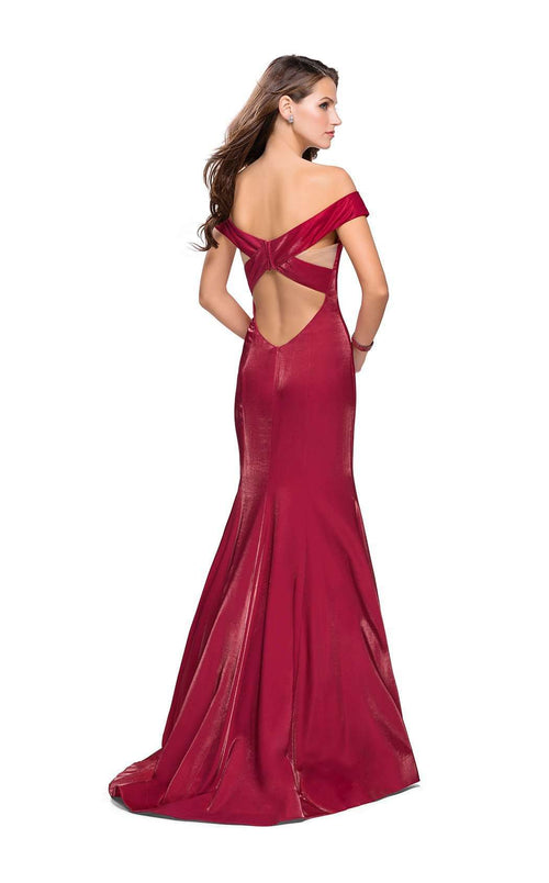 La Femme 25764C Slit Off the Shoulder Sleeveless Formal Dress