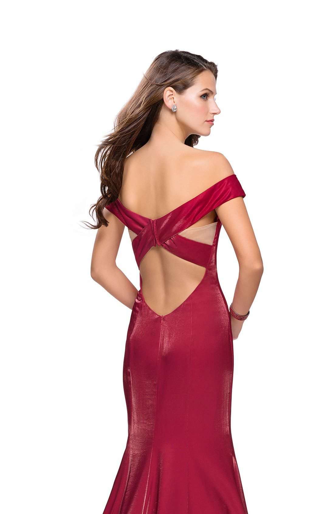 La Femme 25764C Slit Off the Shoulder Sleeveless Formal Dress