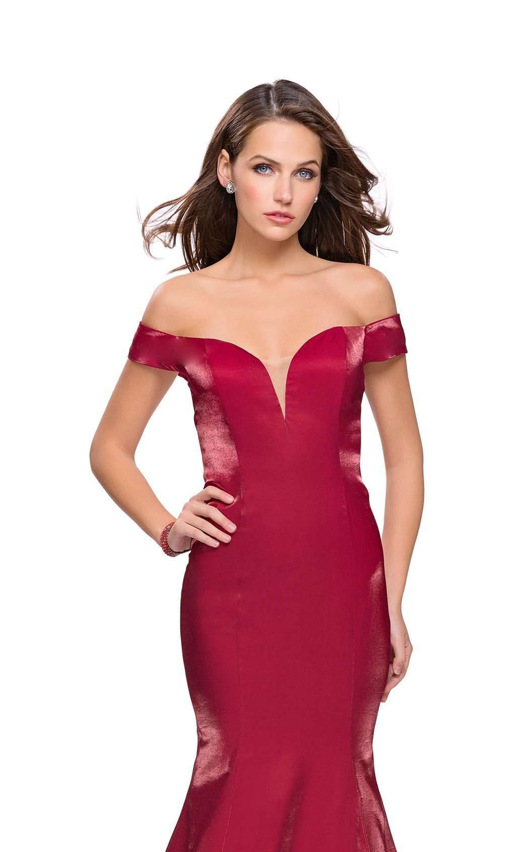 La Femme 25764C Slit Off the Shoulder Sleeveless Formal Dress