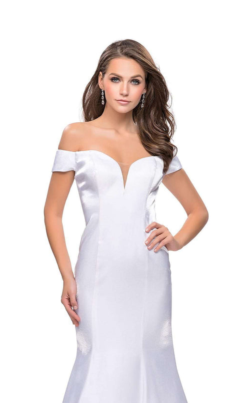 La Femme 25764C Slit Off the Shoulder Sleeveless Formal Dress