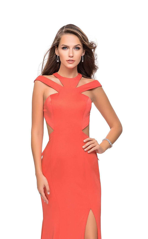 La Femme 25971C Slit Cutout Sleeveless Prom Dress