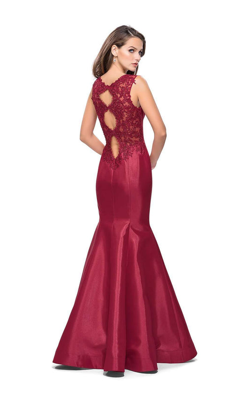 La Femme 25972C Beaded Slit V Neck Sleeveless Formal Dress