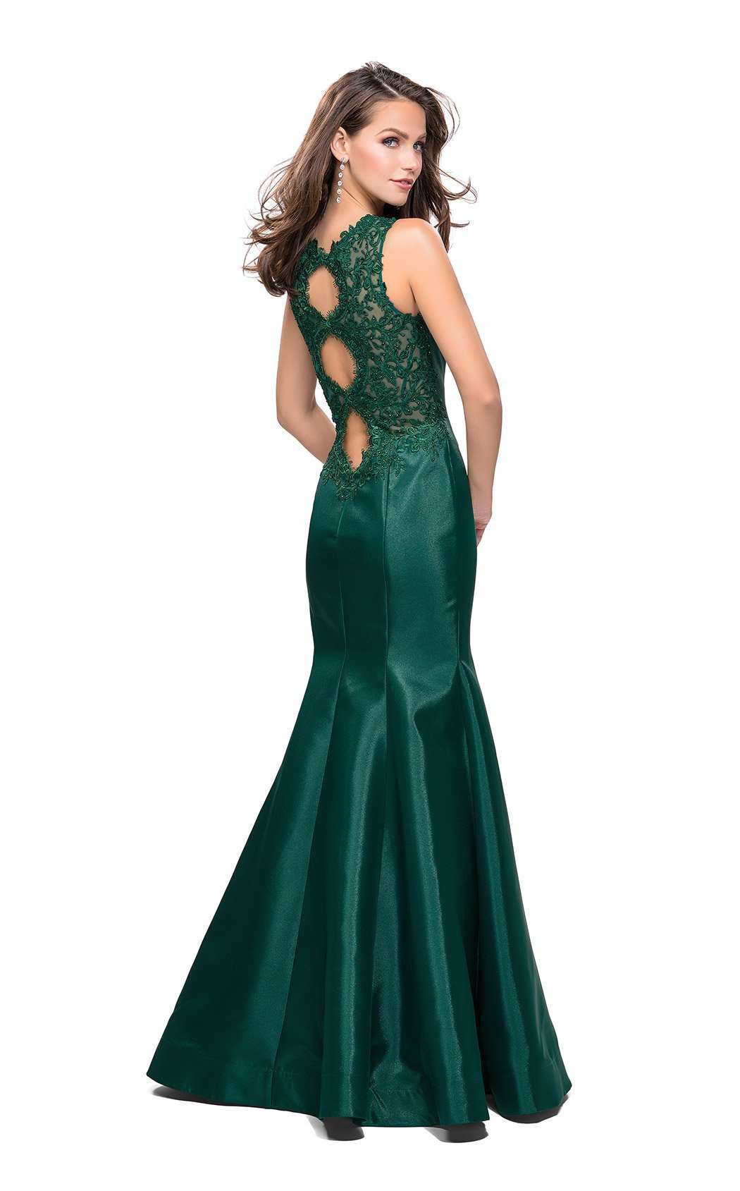 La Femme 25972C Beaded Slit V Neck Sleeveless Formal Dress