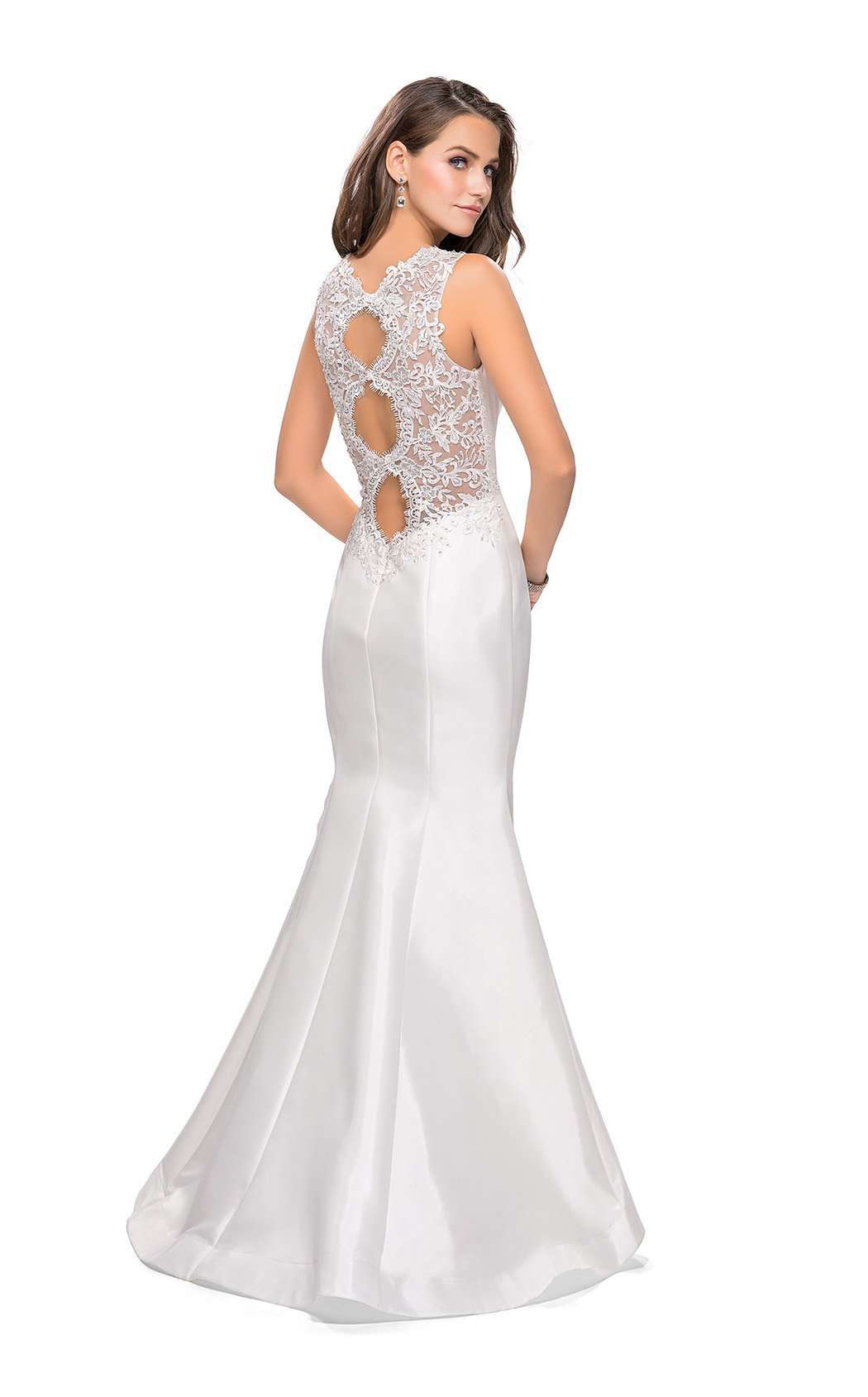 La Femme 25972C Beaded Slit V Neck Sleeveless Formal Dress