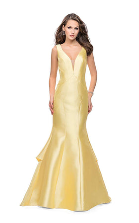 La Femme 26046C Slit V Neck Sleeveless Mermaid Prom Dress