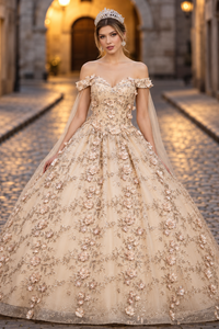 Sweet 16 Birthday Party Dress in Champagne/Gold Style Ball Gown
