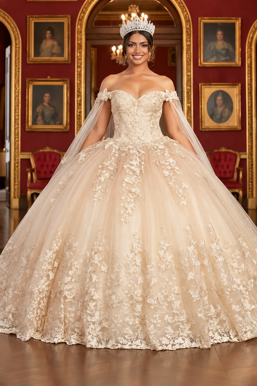 Sweet 16 Birthday Party Dress in Champagne Style LK236 Ball Gown