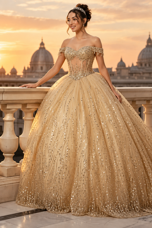 Quince Dress Sweetheart Sleeveless Sequin Ball Dance By Layla K LK264