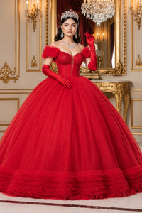 Masquerade Ball Gown Ruffle Short Sleeves Gala Dress By Layla K LK266
