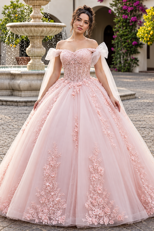 Layla K LK280 Floral 3D Applique Ball Gown Off-Shoulder Quinceañera Dress