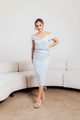 Vestido de cóctel midi corto y ajustado Terani Couture 241C2335
