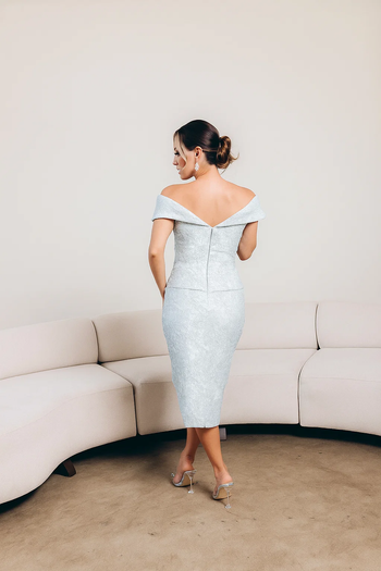 Vestido de cóctel midi corto y ajustado Terani Couture 241C2335