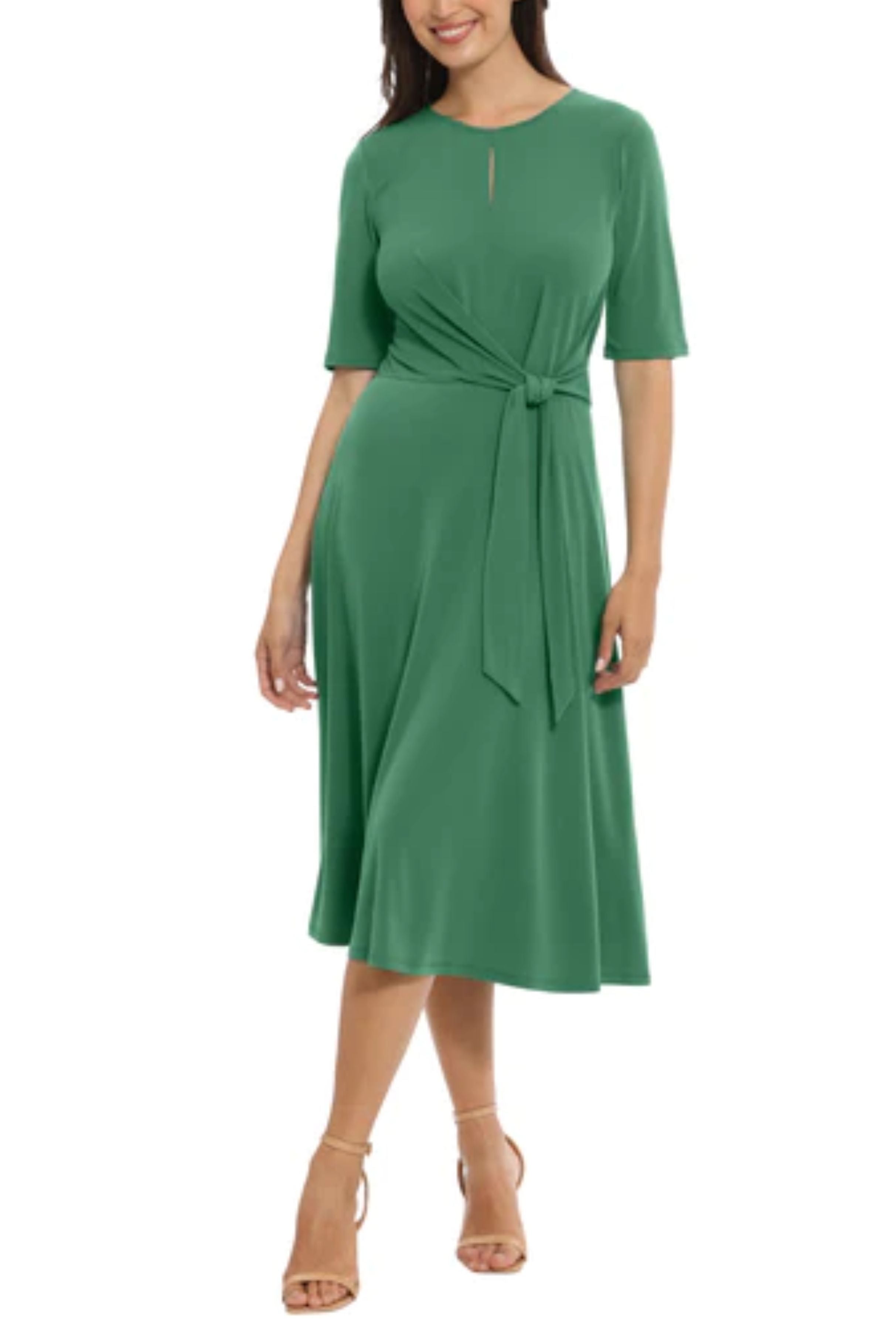 London Times Keyhole Detail A-Line Midi Dress