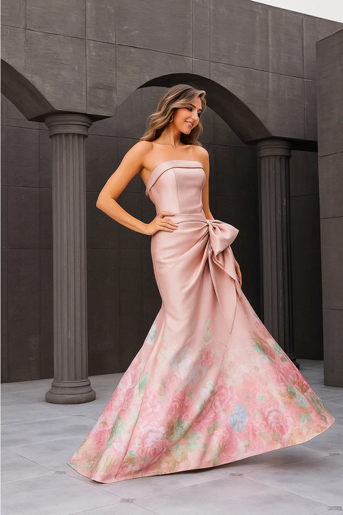 Terani Couture 241E2494 Floral Print Long Formal Prom Evening Gown