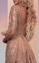MNM Couture M0099 Beige Embroidered Long Sleeve Evening Gown
