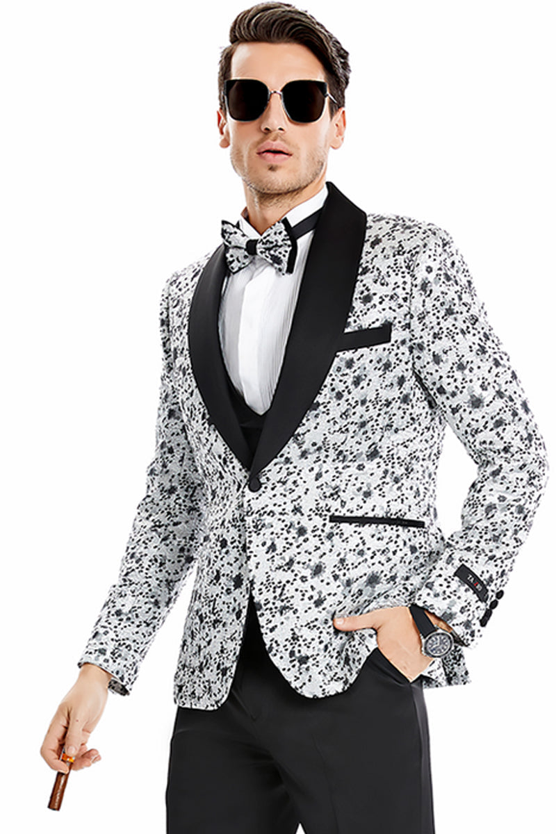Men's Silver Grey Vintage Vested Tuxedo