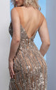 MNM Couture M1003 Silver Embellished Gown with Cape