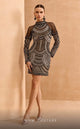 MNM Couture M1143S Beaded High-Neck Short Black Cocktail Dress
