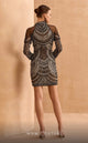 MNM Couture M1143S Beaded High-Neck Short Black Cocktail Dress