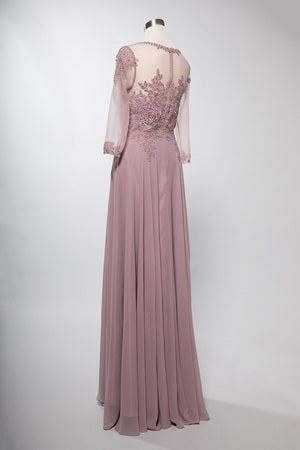 Plus Size 3/4 Sleeves A-Line Mother of the Bride Dress with Illusion Lace Applique by Trevi M2723JP