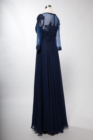 Plus Size 3/4 Sleeves A-Line Mother of the Bride Dress with Illusion Lace Applique by Trevi M2723JP
