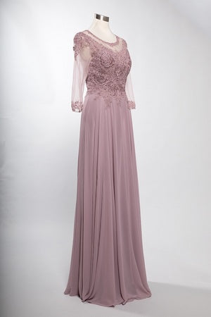 Plus Size 3/4 Sleeves A-Line Mother of the Bride Dress with Illusion Lace Applique by Trevi M2723JP